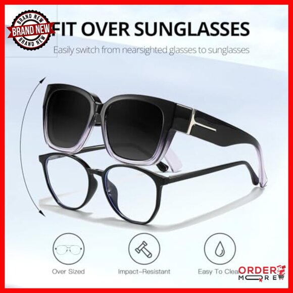Polarized Fit Over Glasses Sunglasses for Women, Oversized Square Frame